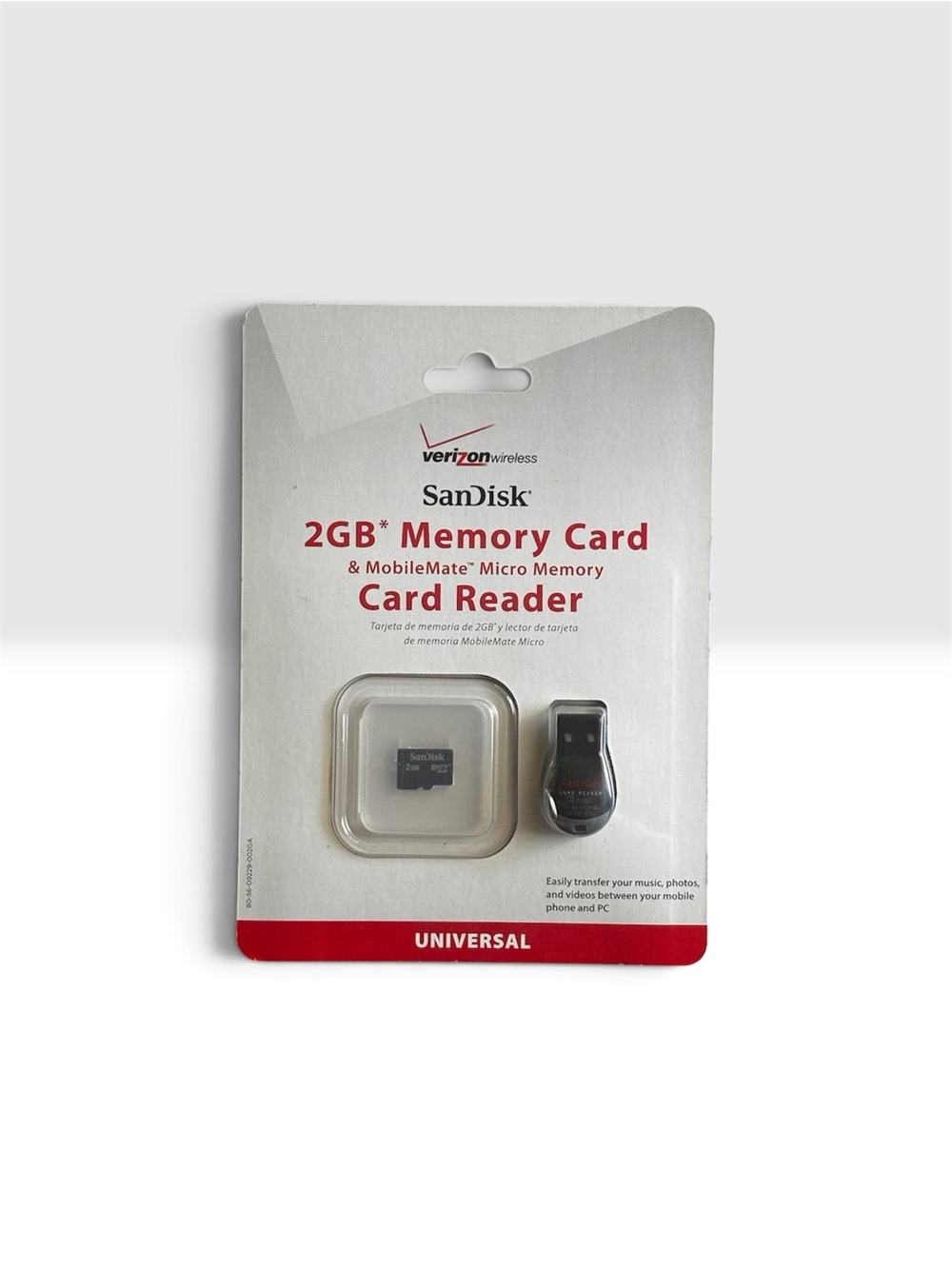 SanDisk 2GB microSD Memory Card & MobileMate USB Reader Verizon Wireless Sealed